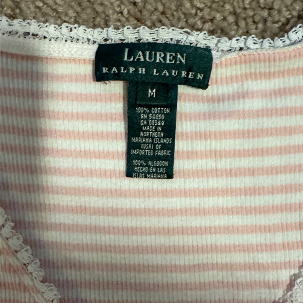 Lauren Ralph Lauren Pink and White Striped Tank Top - Picture 2 of 2
